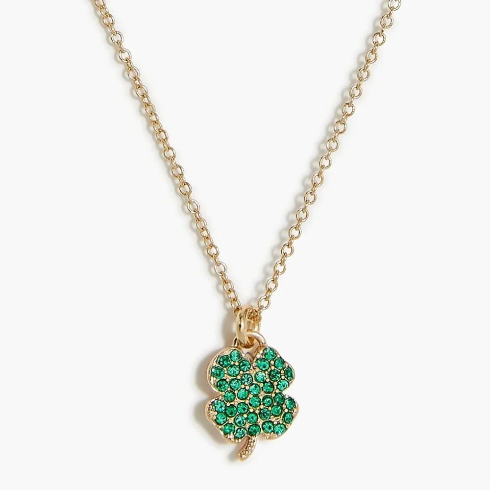 J. Crew Emerald Island Clover Pendant Necklace/NWT - Picture 2 of 8